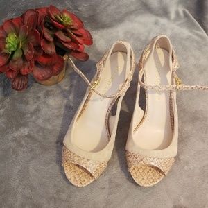 FRANCO SARTO Leather Peep Toe Strap Ankle Sandal